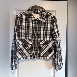 Lucky Brand Plaid Jacket | Size Medium | Black & White Cropped Shacket | NWT